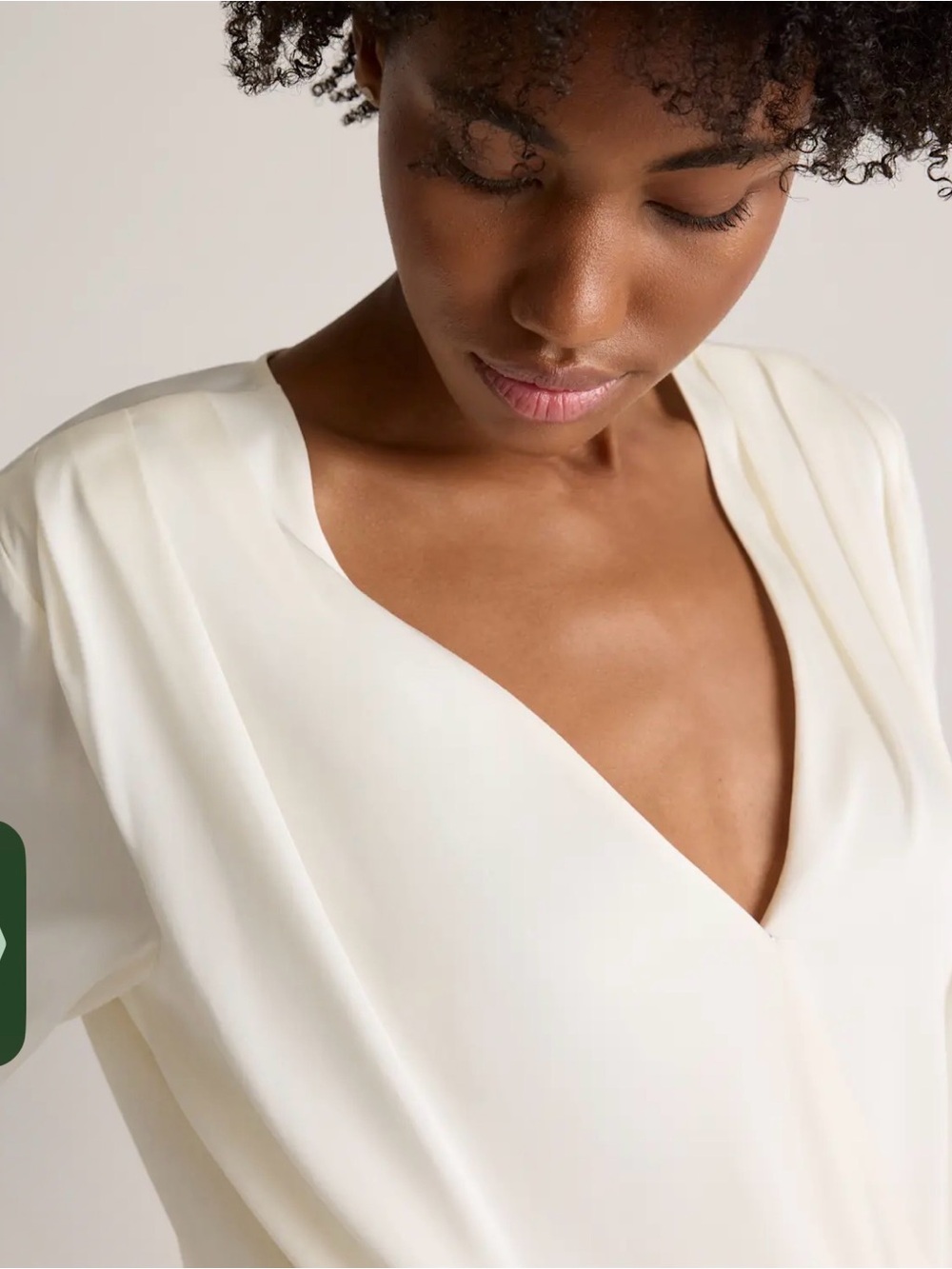 Quince Washable Silk Surplice | Size Medium | Cream - Picture 2 of 6
